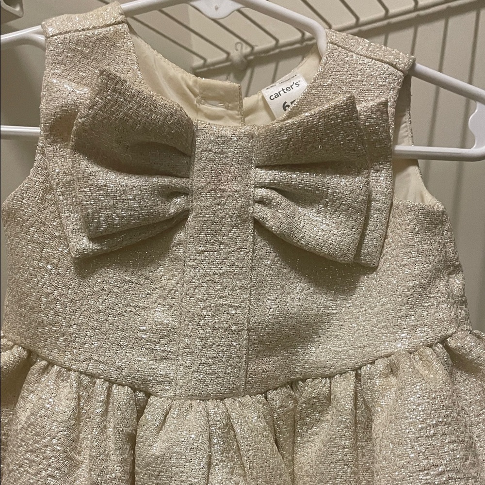 Carter's Shimmering Cream Dress with Bow